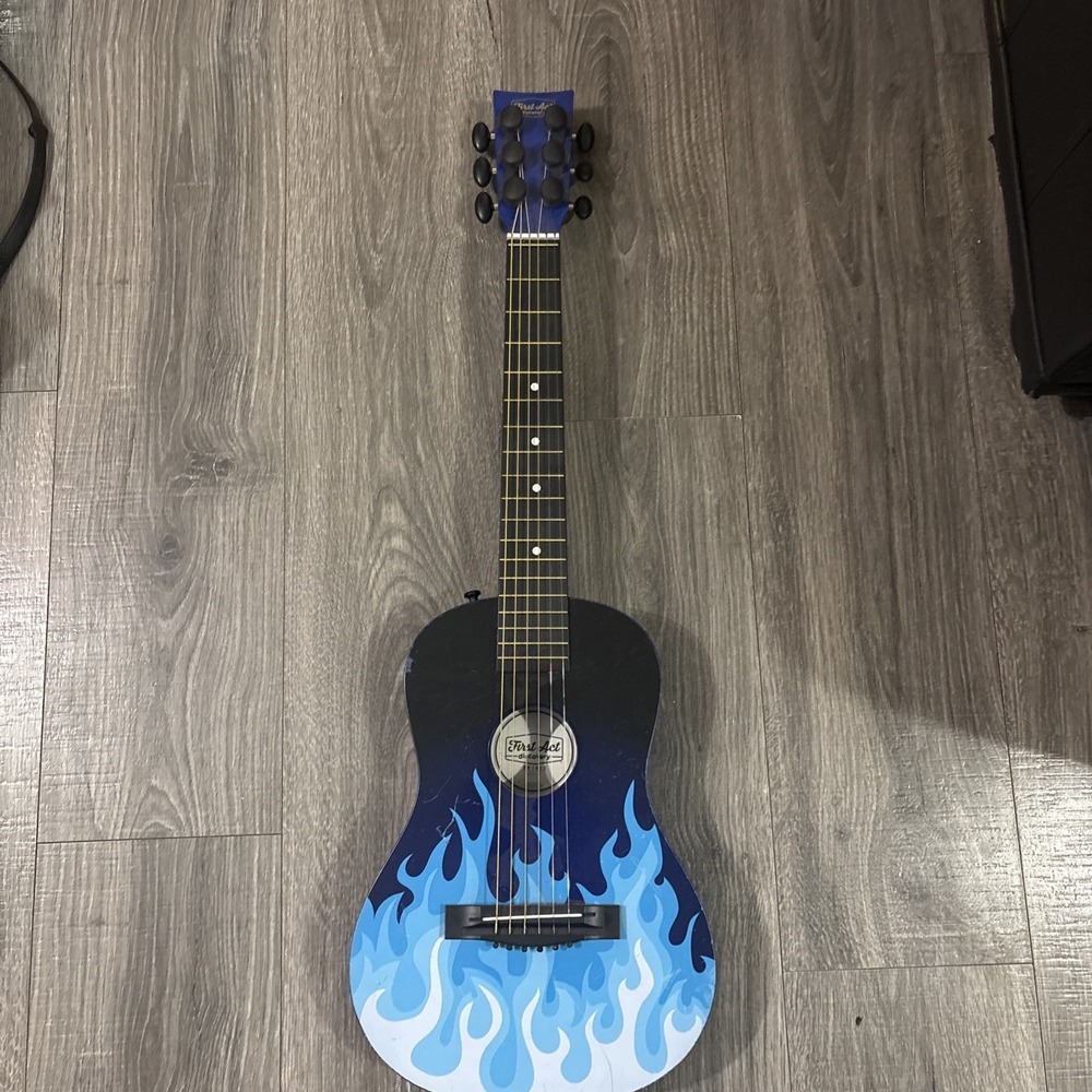 Kids First Act Discovery Blue Flame Blue Design Acoustic Guitar Beginner Music